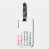 アレルギーID及びI.C.E. Tag ラゲッジタグ (裏面縦)
