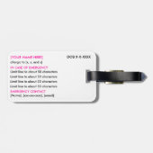 アレルギーID及びI.C.E. Tag ラゲッジタグ (裏面横)