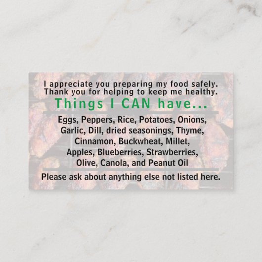 アレルゲンカード1 名刺 (裏面)