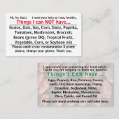 アレルゲンカード1 名刺 (正面/裏面)