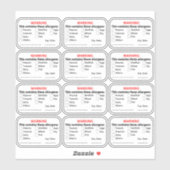 アレルゲン食品ラベル シール (シート)