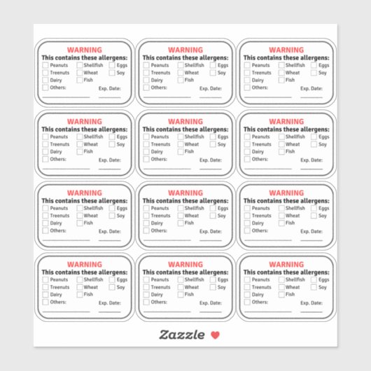 アレルゲン食品ラベル シール (シート)