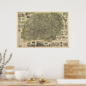 アレンタウンペンシルバニア1901アンティークパノラママップ ポスター (キッチン)