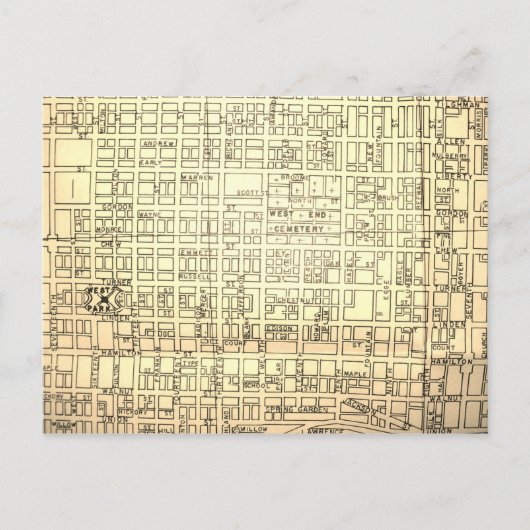 アレンタウンPAヴィンテージマップ ポストカード (正面)