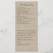 アレース素朴&バーラップ結婚式 プログラム (裏面)