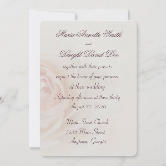 アレーピーチバラ結婚式招待状 招待状 (正面)