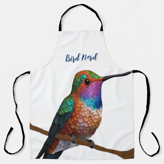 アレ鮮やかンのハミングバ絵を描ード エプロン (正面)
