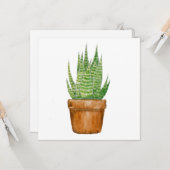 アロエの植木鉢 フラットグリーティングカード カード (正面/裏面インサイチュ)