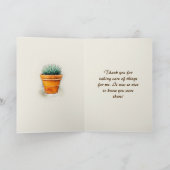 アロエの植物はあなたのCaretakingのために感謝していしています サンキューカード (内部)