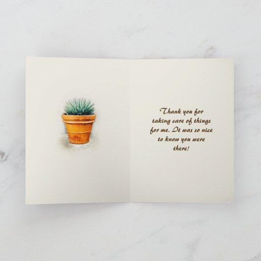アロエの植物はあなたのCaretakingのために感謝していしています サンキューカード (内部)