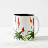 アロエの水彩画のマグ ツートーンマグカップ (正面右)