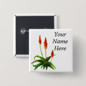 アロエの水彩画の名札 缶バッジ (正面&裏面)