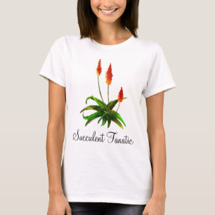 アロエの水彩画の女性のTシャツ Tシャツ