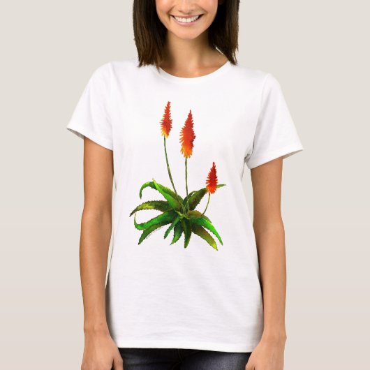 アロエの水彩画のTシャツ Tシャツ (正面)