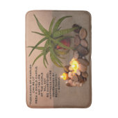 アロエキャンドルと川の岩の幸せ引用文 バスマット (正面縦)