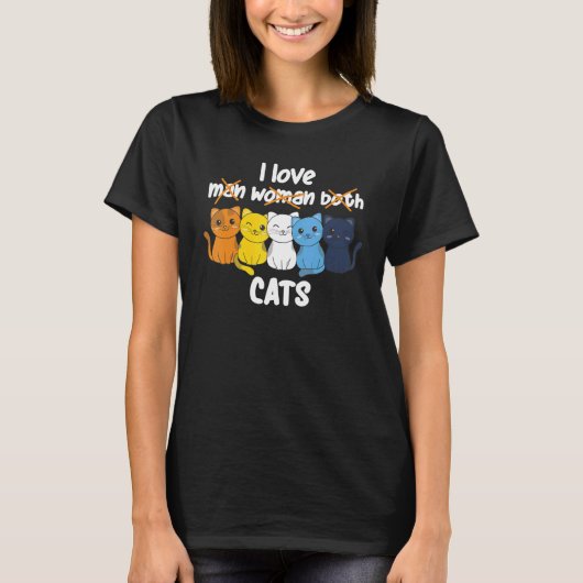 アロエス国旗のプライドLGBTQ猫かわいいアロエス猫 Tシャツ (正面)