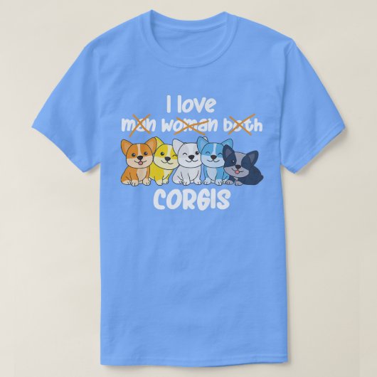 アロエス国旗プライドLgbtq犬かわいいアロエスコルギ34 Tシャツ (デザイン正面)