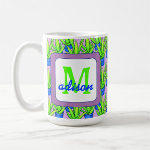 アロエベラの植物のパタモノグラムのーン コーヒーマグカップ