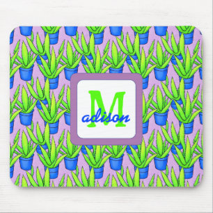 アロエベラの植物のパタモノグラムのーン マウスパッド