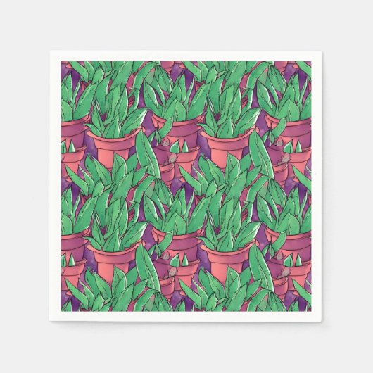 アロエベラポットパターン スタンダードカクテルナプキン (正面)