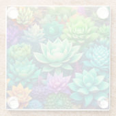 アロエヴェラと多肉色コラージュ ガラスコースター (裏面)