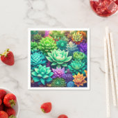 アロエヴェラと多肉色コラージュ スタンダードカクテルナプキン (インサイチュ)