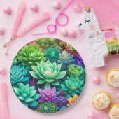 アロエヴェラと多肉色コラージュ ペーパープレート (パーティー)