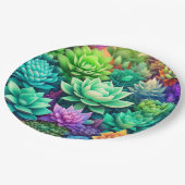 アロエヴェラと多肉色コラージュ ペーパープレート (アングル)