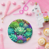 アロエヴェラと多肉色コラージュ ペーパープレート (パーティー)