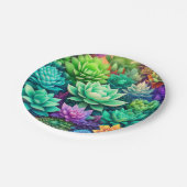 アロエヴェラと多肉色コラージュ ペーパープレート (アングル)