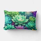 アロエヴェラと多肉色コラージュ ランバークッション (正面)