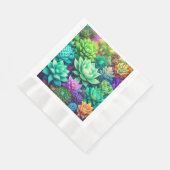 アロエヴェラと多肉色コラージュ 縁ありランチョンナプキン (角)