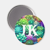 アロエヴェラと多肉酒コラージュモノグラムの マグネット (正面/裏面)