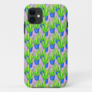 アロエヴェラ植物パターン織物 iPhone 11 ケース