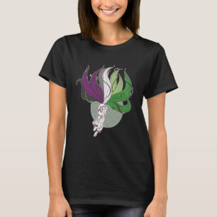 アロエース狐 LGBT ゲイ 無性愛者 ロマンティック・アセクシャル プライド フラッグ Tシャツ