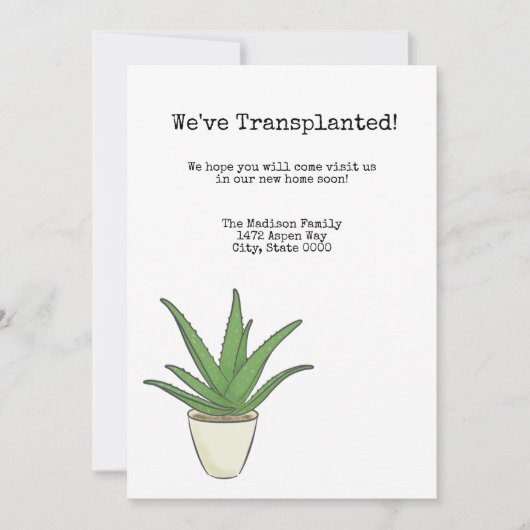 アロエ 住所変更のお知らせ 招待状 (正面)
