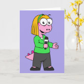 アロサウルスのニュース記者のイラストレーション。 カード (黄色い花)