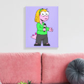 アロサウルスのニュース記者のイラストレーション。 キャンバスプリント (インサイチュ (リビング))