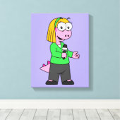 アロサウルスのニュース記者のイラストレーション。 キャンバスプリント (インサイチュ (ウッドフロア))