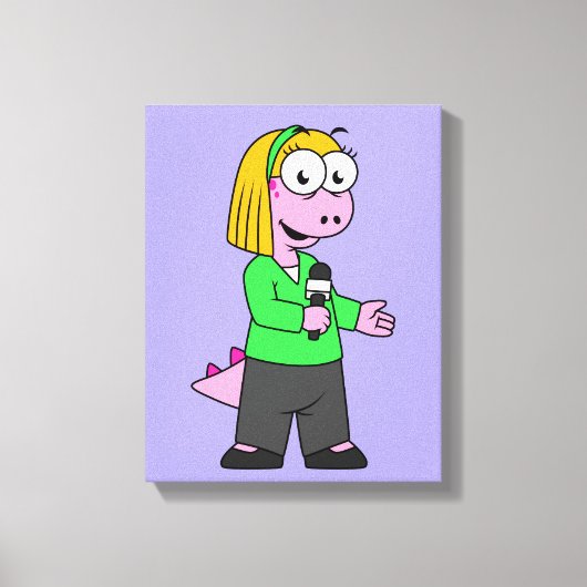 アロサウルスのニュース記者のイラストレーション。 キャンバスプリント (正面)