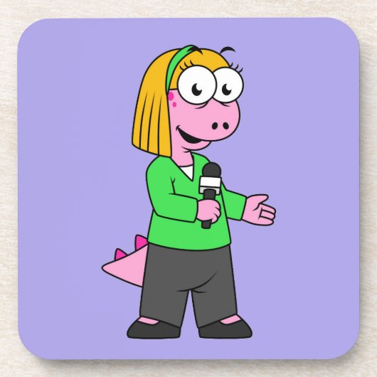 アロサウルスのニュース記者のイラストレーション。 コースター (正面)