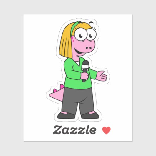 アロサウルスのニュース記者のイラストレーション。 シール (シート)