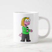 アロサウルスのニュース記者のイラストレーション。 ジャンボコーヒーマグカップ (右)