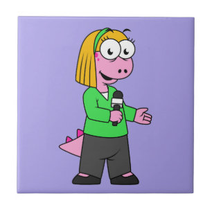 アロサウルスのニュース記者のイラストレーション。 タイル