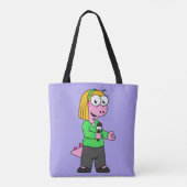 アロサウルスのニュース記者のイラストレーション。 トートバッグ (裏面)