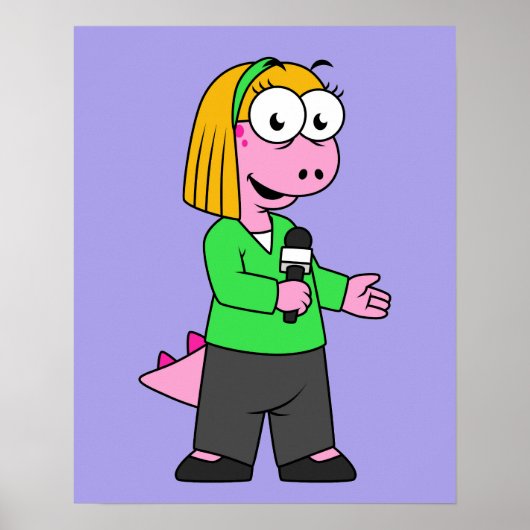 アロサウルスのニュース記者のイラストレーション。 ポスター (正面)