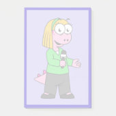 アロサウルスのニュース記者のイラストレーション。 ポストイット (正面)