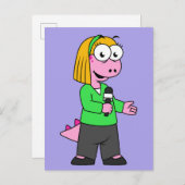 アロサウルスのニュース記者のイラストレーション。 ポストカード (正面/裏面)