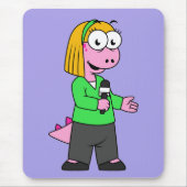 アロサウルスのニュース記者のイラストレーション。 マウスパッド (正面)