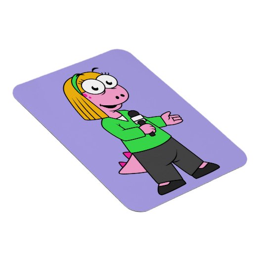 アロサウルスのニュース記者のイラストレーション。 マグネット (右側)